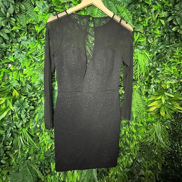 DEAR MOON Women Dress Size 7 Black Formal Mini‎ illusion Neckline Party  0448 - Picture 8 of 13